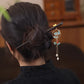 Chinese Style Ebony Wood Lotus Dragonfly Hairpin with Tassel – Peacock Blue Hanfu Hair Accessory for Women
