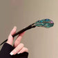 Elegant Chinese Ebony Wood Hair Pin with Lake Green Shell Fan Design for Women