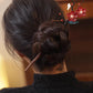 Chinese Magpie Plum Blossom Hairpin with Red Glaze – Sandalwood Wedding Hair Accessory for Women