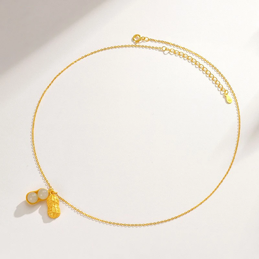 Peanut Inlaid Hetian Jade Pendant Necklace