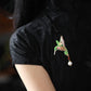 Vintage Embroidered Bird and Pearl Brooch – New Chinese Style Elegant Lapel Pin