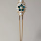 Luxury Pearl Dian Cui Style Hairpin – New Chinese Style Peacock Feather Hair Fork