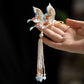Chinese Tassel Butterfly Brooch – Elegant Retro Lapel Pin for Qipao, Hanfu and Coats
