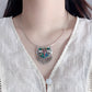 Ethnic Vintage Heart Necklace with Cloisonné Enamel Coin Pendant – 999 Sterling Silver