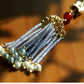 Tassel Hairpin Stick | Gold-Plated Copper Chinese Hair Accessory with Turquoise, Agate & Pearl