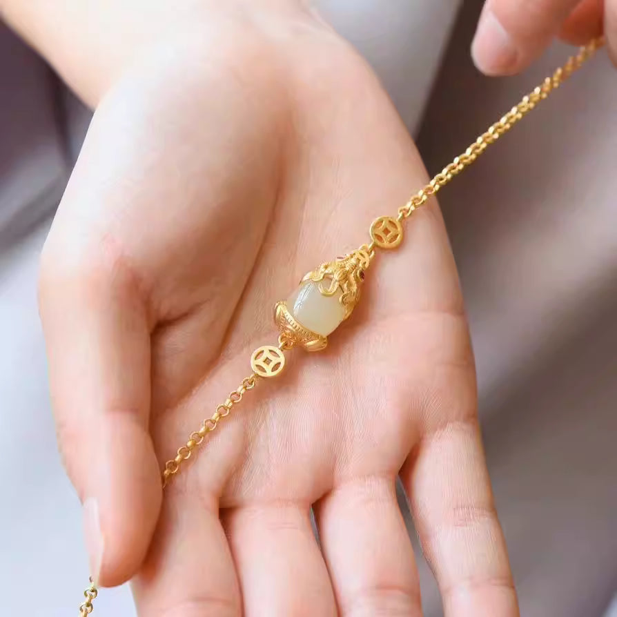 Pi Xiu Bracelet with Natural Hetian Jade – Elegant Chinese Wealth &  Luck Jewelry for Women