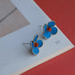 Handmade Blue Velvet Flower Stud Earrings – Intangible Cultural Heritage New Chinese Style Jewelry