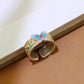 999 Sterling Silver Blue Enamel Butterfly Ring – Adjustable Bamboo Leaf Open Ring, Chinese Style Elegant Jewelry for Women