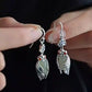 925 Silver Cicada Pendant Earrings with Hetian Jade – Hanfu Inspired Chinese Style Dangle Earrings for Women