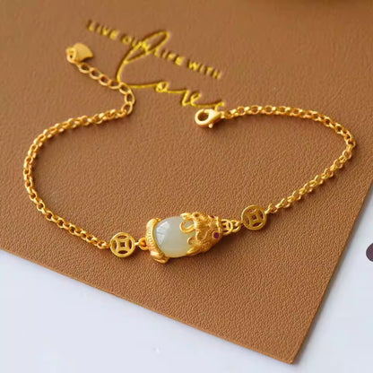 Pi Xiu Armband mit natürlicher Hetian Jade – Eleganter chinesischer Glücksbringer und Reichtumsschmuck für Frauen
