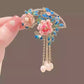 Vintage Enamel Peony Pearl Tassel Brooch for Women – Adjustable Pink Qipao Accessory