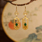 New Chinese Style Cloud & Green Jade Drop Earrings – 24K Gold-Plated 925 Silver, Elegant Oriental Design for Women