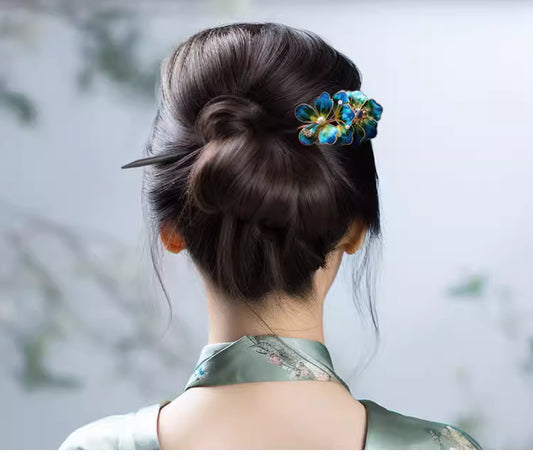 Chinese Intangible Heritage Velvet Flower Hairpin – New Chinese Style Handmade Floral Hair Stick for Hanfu & Qipao