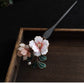 Handmade Pink Velvet Flower Hairpin – Chinese Intangible Heritage Silk Flower Hair Accessory for Hanfu & Guofeng Style