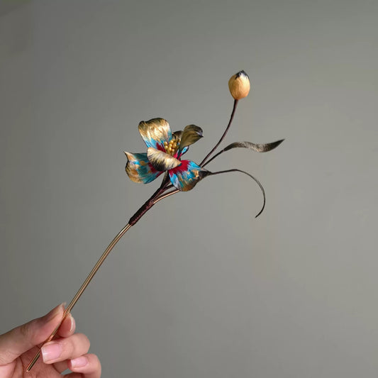 Dunhuang Inspired Hairpin | Handmade Silk Thread Chinese Hair Accessory for Hanfu & Qipao