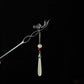 Traditional Chinese Plum Blossom Hairpin – Ebony Wood Hair Stick with Jade Teardrop for Hanfu