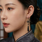 Black Lotus Bio-Ceramic Resin Earrings – New Chinese Style Elegant Statement Earrings