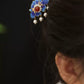 Vintage Chinese Blue Sand Hairpin – Elegant Traditional Costume Hair Accessory
