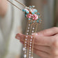 Butterfly  Floral Pearl Tassel Hairpin – New Chinese Style Enamel Buyao Hair Accessory for Hanfu  Mamian Skirt