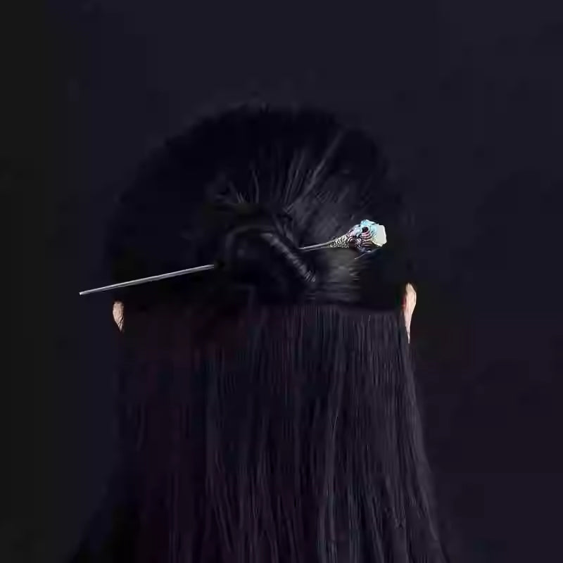 New Chinese Style Cloisonné & Hetian Jade Orchid Hairpin