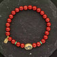 Fusheng Jade & Red Cinnabar Bracelet – Natural Jade Pi Disc, 925 Gold-Plated Charm, Chinese Lucky Amulet Beads for Women