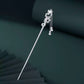 Elegant Chinese Style Silver Fox Hairpin with Tassels – Handmade S925 Silver Hair Stick for Updos