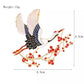 Vintage Chinese Crane & Plum Blossom Brooch – Elegant Oriental Lapel Pin for Women