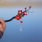Red Plum Blossom Hairpin | Sandalwood Handmade Chinese Hair Accessory for Hanfu & Qipao