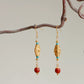 Dunhuang Red Agate Earrings – New Chinese Style Silver Drop Earrings for Hanfu