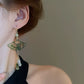 Oriental Green Fan Tassel Earrings – Elegant Vintage Chinese Style Ear Accessories
