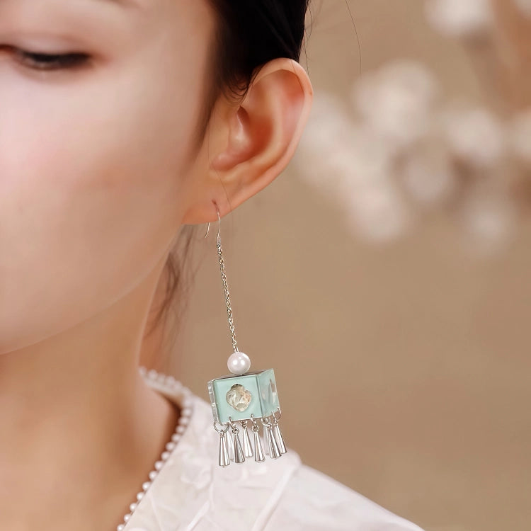 New Chinese Style Blue Lantern Drop Earrings – Hanfu & Qipao Elegant Jewelry