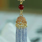 Tassel Hairpin Stick | Gold-Plated Copper Chinese Hair Accessory with Turquoise, Agate & Pearl