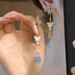 Mother-of-Pearl Butterfly & Blue Gourd Tassel Earrings – Elegant Handcrafted Statement Earrings for Women