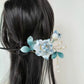 Velvet Ice Blue Rose Hairpin | Handmade Sandalwood Chinese Hair Accessory for Elegant Style
