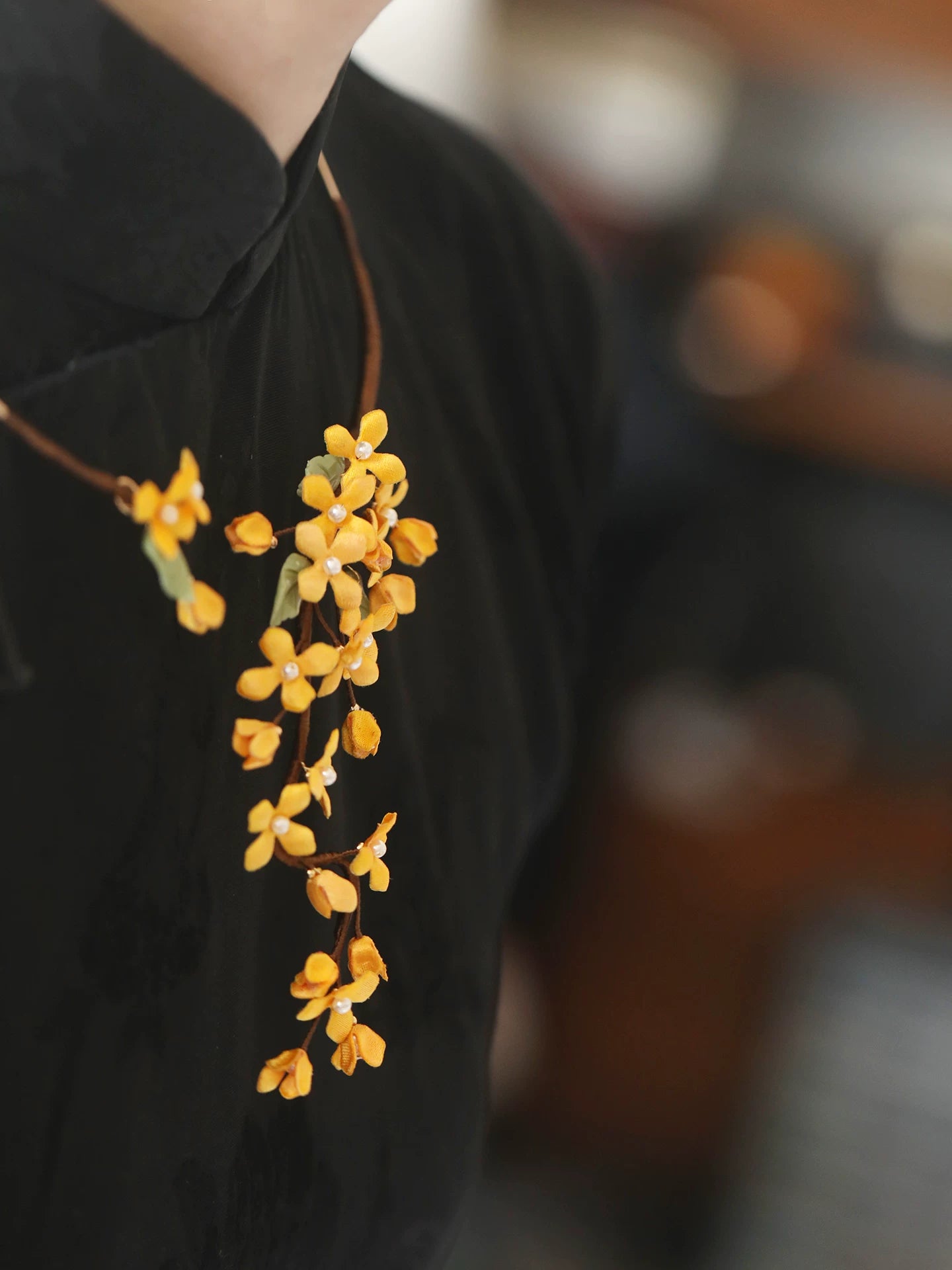 Guofeng Osmanthus Collar Necklace – Elegant Qipao Accessory