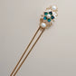Luxury Pearl Dian Cui Style Hairpin – New Chinese Style Peacock Feather Hair Fork