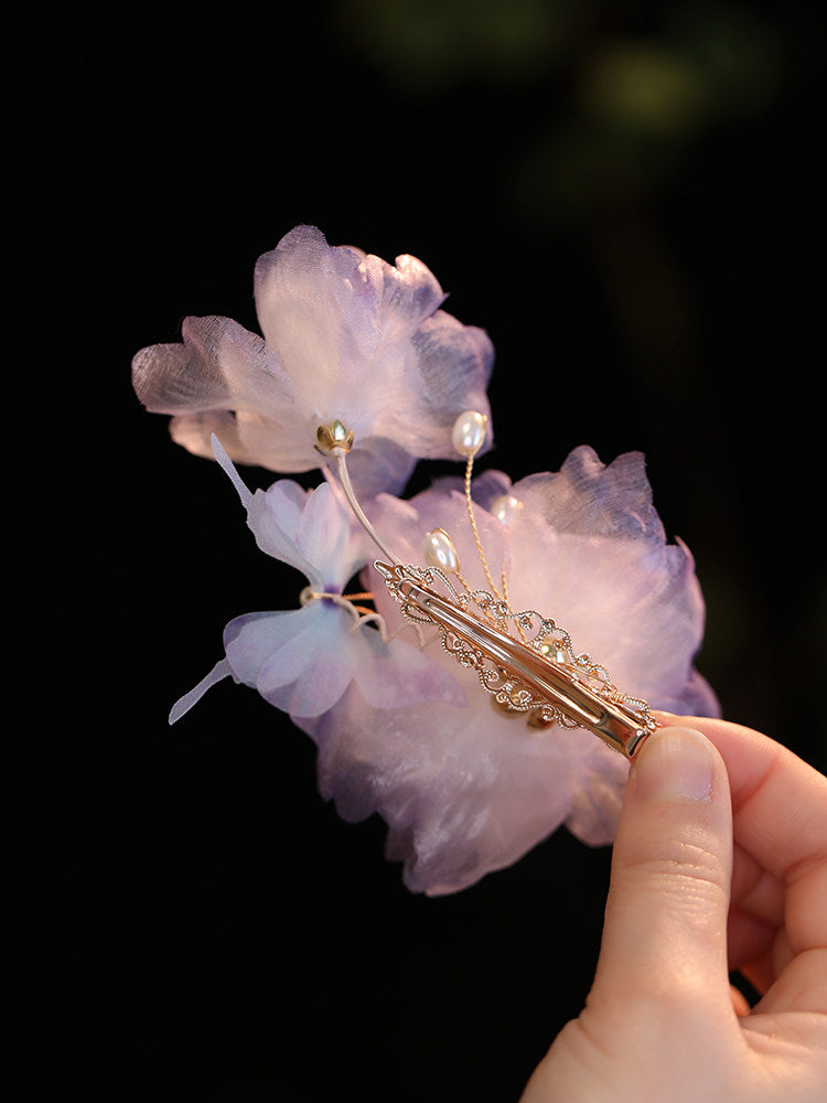 Handmade Silk Peony Hair Clip – Tang Style Floral Hair Accessory