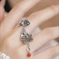 Rose Butterfly Tassel Ring – Vintage Chinese Adjustable Open Ring