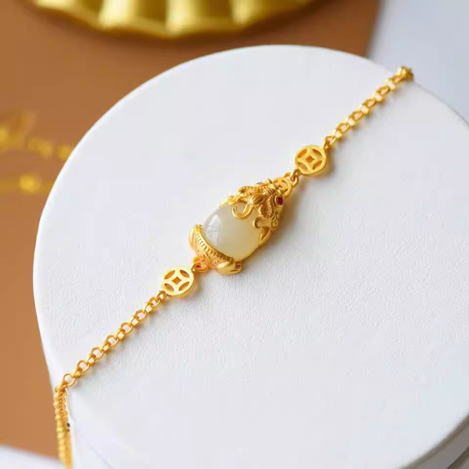 Pi Xiu Bracelet with Natural Hetian Jade – Elegant Chinese Wealth &  Luck Jewelry for Women