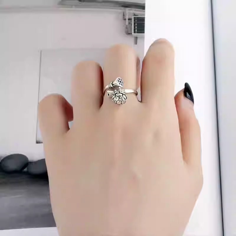 lotus seed tassel lotus ring-925 sterling silver