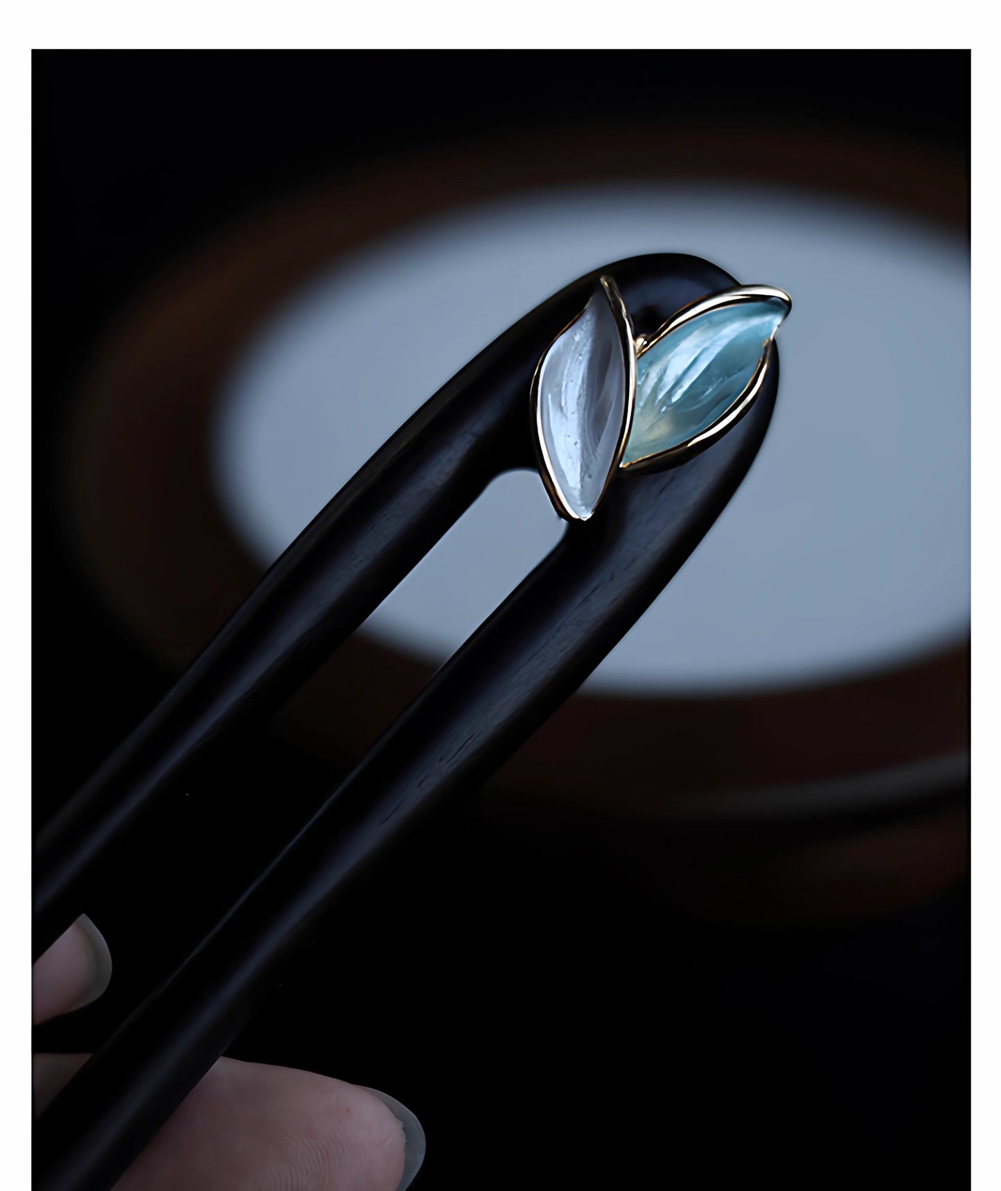 Ebony Wood  U-Shaped  Leaf Hairpin- Handmade Luxury  Hair Stick