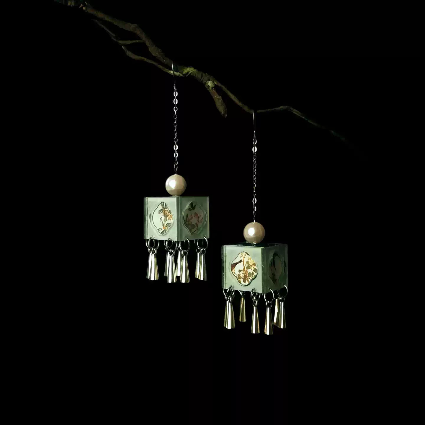 New Chinese Style Blue Lantern Drop Earrings – Hanfu & Qipao Elegant Jewelry