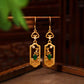 New Chinese Style Cloud & Green Jade Drop Earrings – 24K Gold-Plated 925 Silver, Elegant Oriental Design for Women