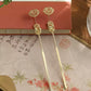 Elegant Pearl Copper Hairpin | Long Bun Hair Stick in New Chinese Style Design