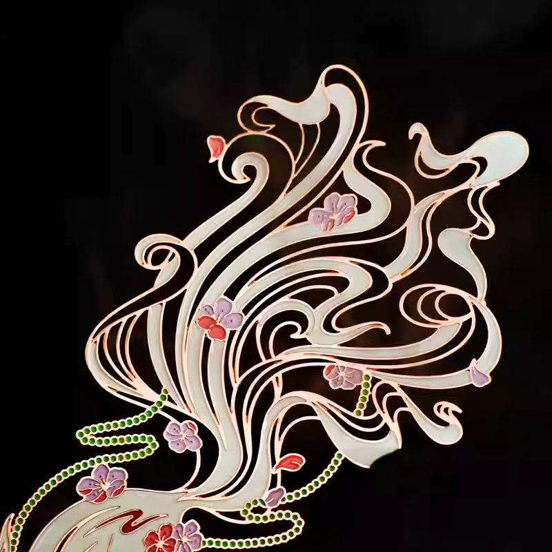 Nine-Tailed Fox King Hollow Metal Bookmark – Premium Off-White Stainless Steel, Shan Hai Jing Inspired Gift