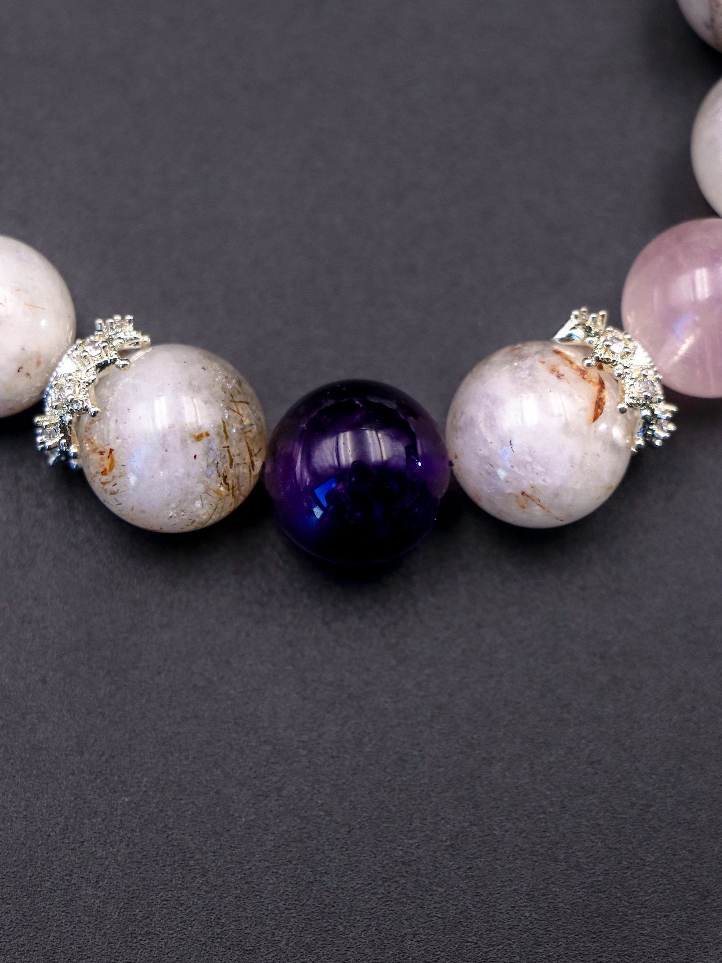 Mystic Harmony Crystal Healing Bracelet – Black Super Seven, Ghost Quartz, Rose Quartz & Amethyst Energy Blend