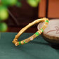 Vintage Gold Bamboo Pattern Bangle – 925 Silver Thick Gold-Plated Open Bracelet for Women