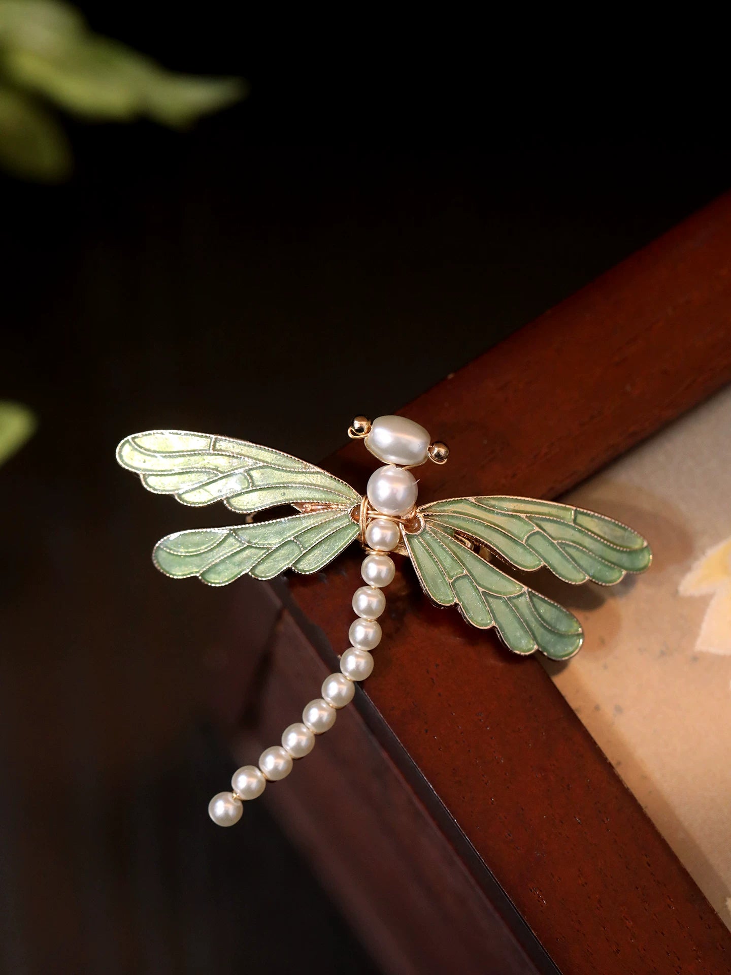 Vintage Enamel Dragonfly Pin-Elegant Cloisonné-Inspired Coat Accessory with Vintage Charm