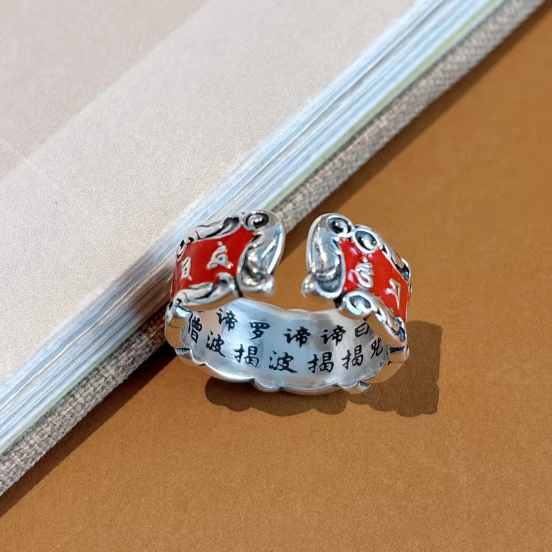 Chinese Patterns Rings Vintage Sterling Silver Cloisonné Enamel Adjustable Ring – Chinese Eth