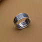990 Pure Silver Heart Sutra Fu Ring – Adjustable Unisex Ethnic Vintage Lucky Ring